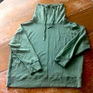 Jones NY green cowl neck top.  Drawstring neck. Seam down middle.  Size 1X